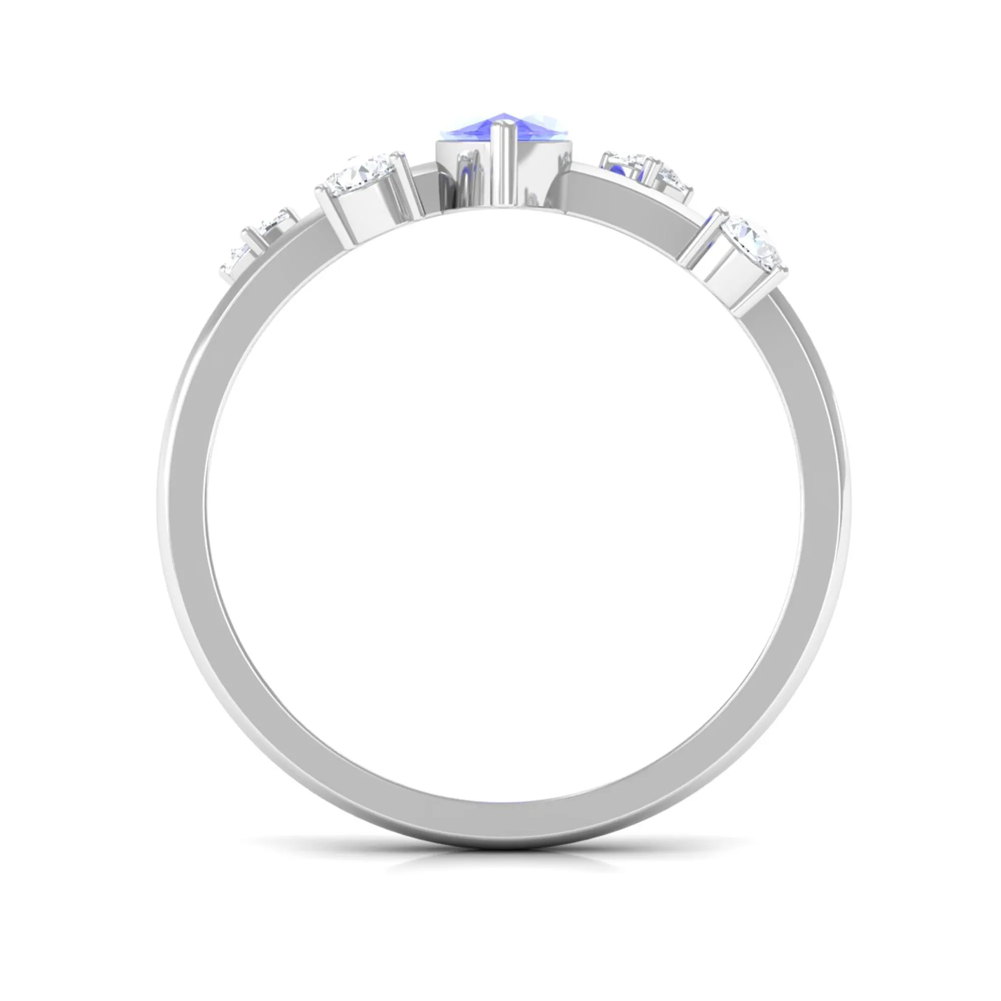 1 CT Marquise Tanzanite Minimal Solitaire Ring with Scatter Diamond