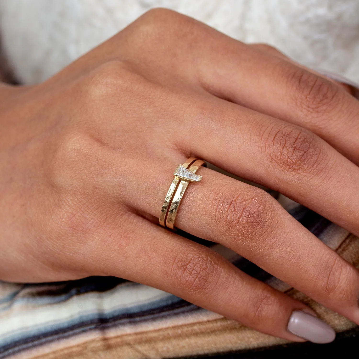 14k Gold Fine Hammered Narrative Ring