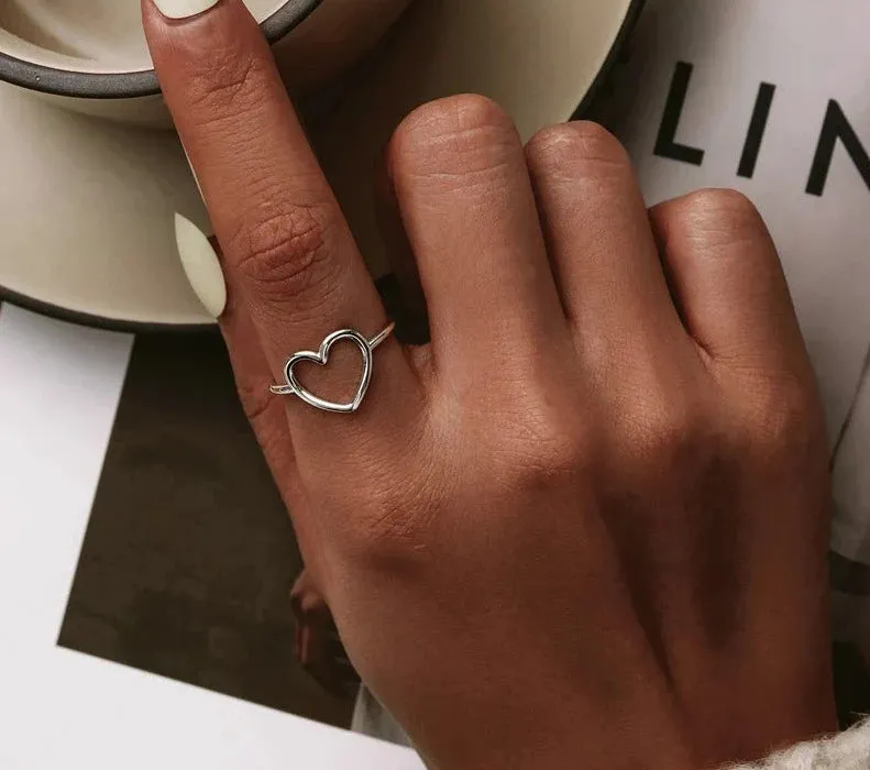 925 SS Minimalist Heart Rings