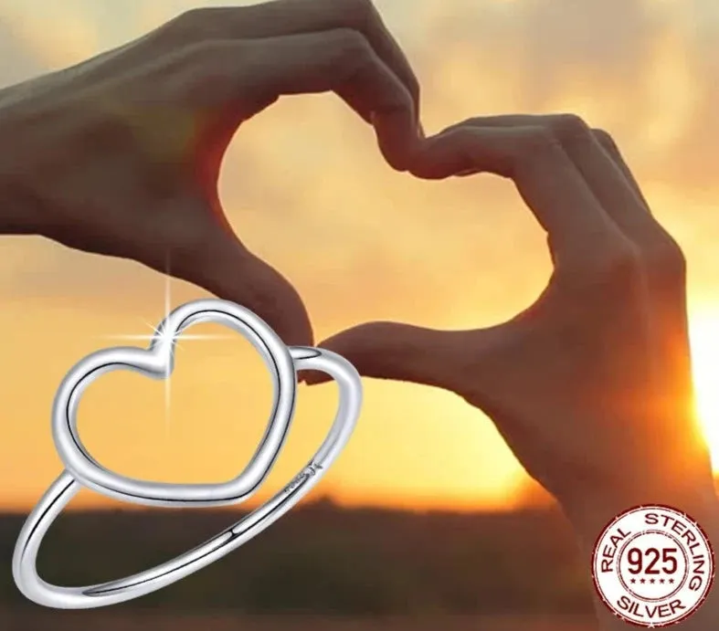 925 SS Minimalist Heart Rings