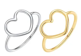 925 SS Minimalist Heart Rings