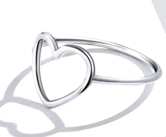 925 SS Minimalist Heart Rings