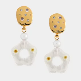 Addyson Dried Floral Pearl Earrings