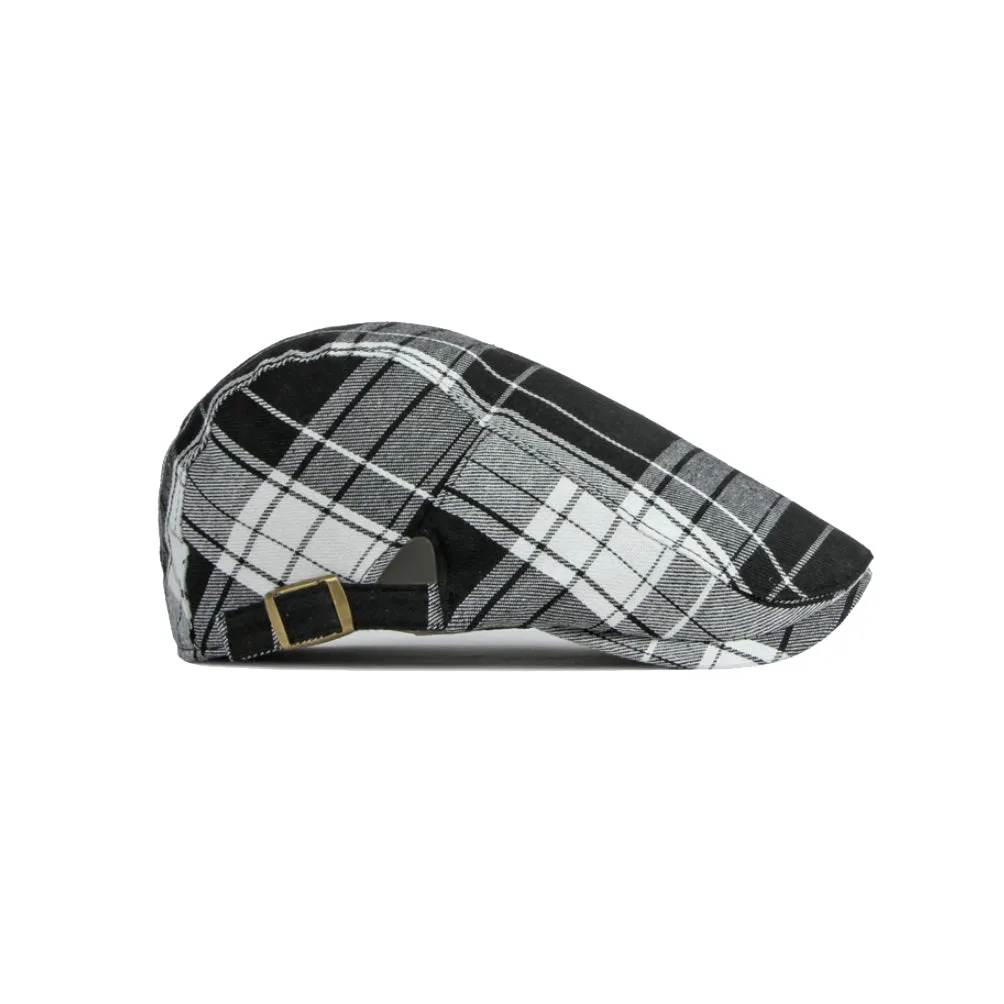 Adjustable Colorful Plaid Flat Cap Newsboy Cabbie Gatsby Golf Beret Hat YZ30109