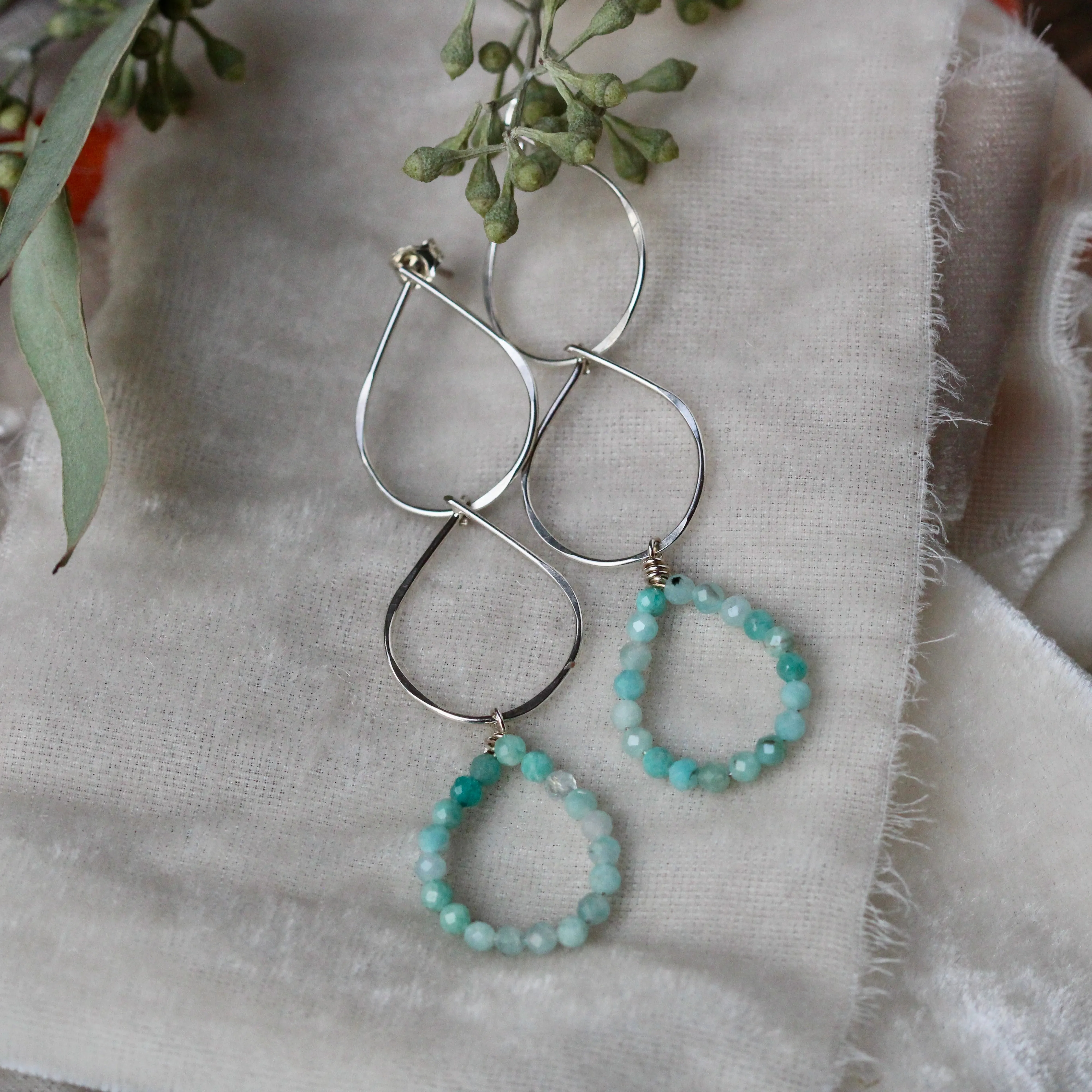 Amazonite Petal Drop earrings