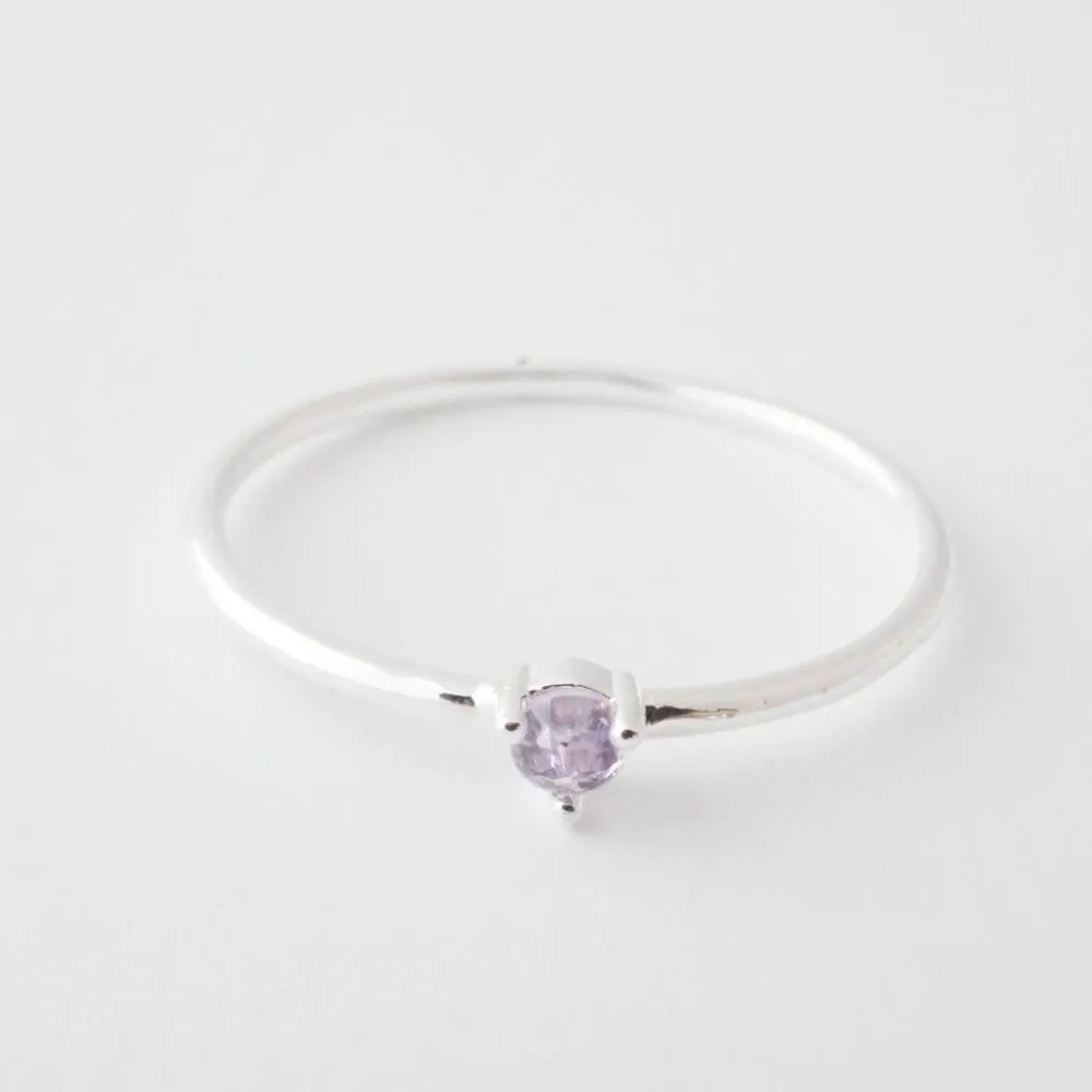 Amethyst Point Solitaire Ring