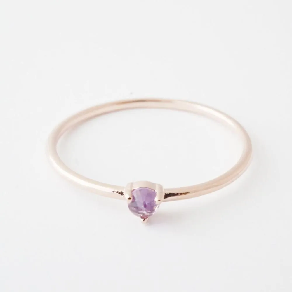 Amethyst Point Solitaire Ring