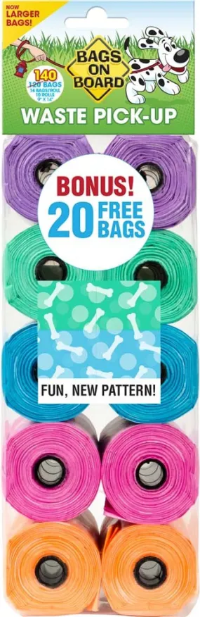 Bags on Board Waste Pick-up Bags Refill Green, Purple, Pink, Blue 140ct