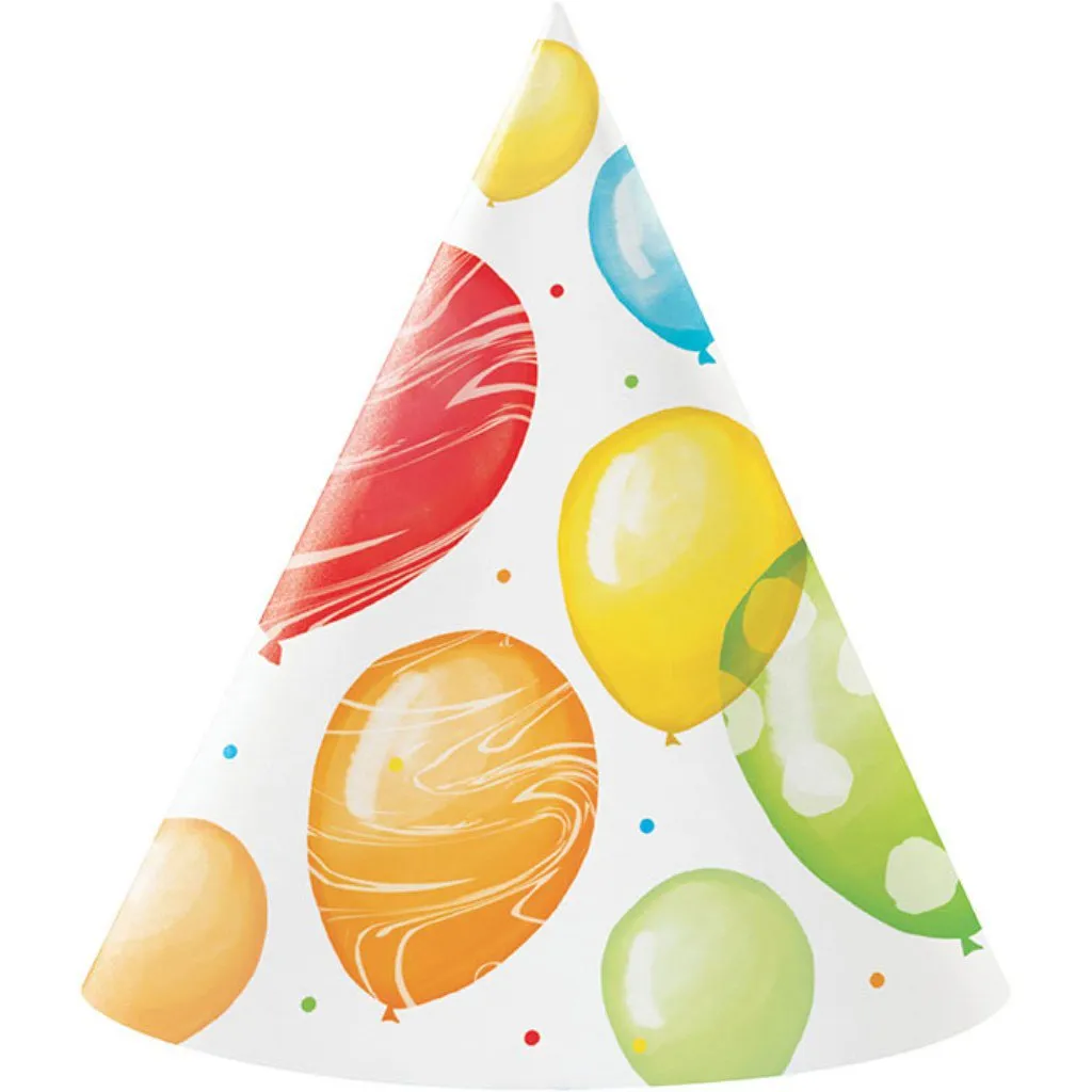 Balloon Bash Party Hats, 8ct