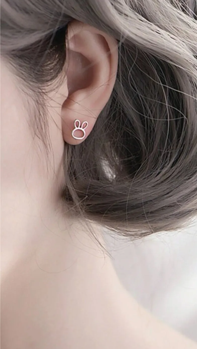 Beautiful Silver Bunny Studs