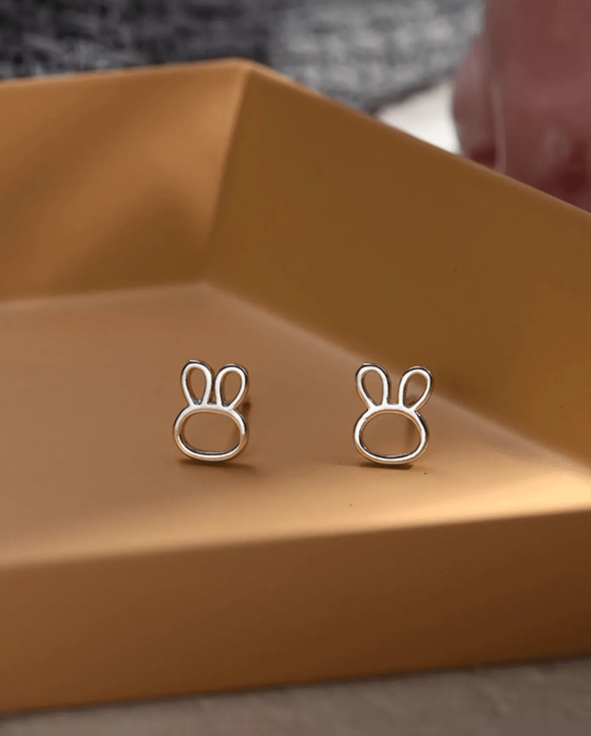 Beautiful Silver Bunny Studs