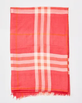 Burberry Pink Check Lightweight Fabric Scarf