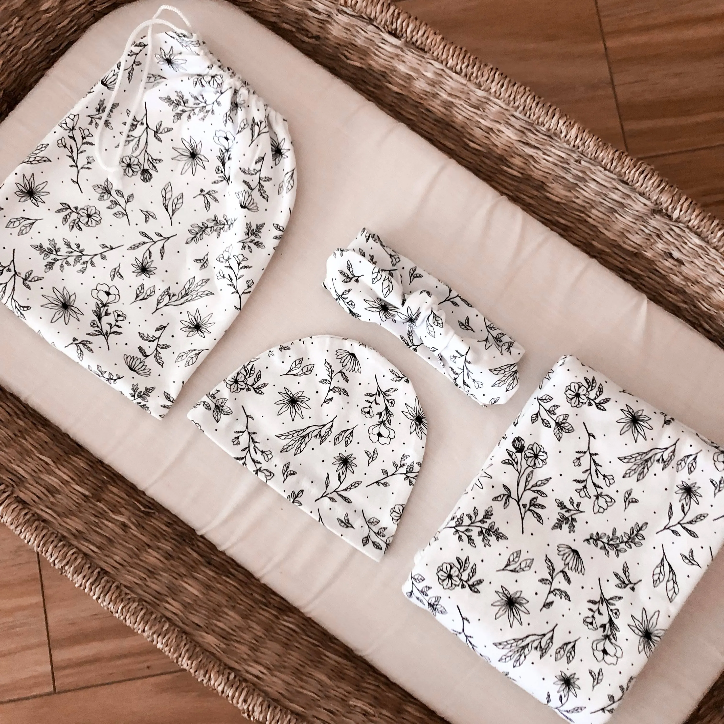 Calla Polka Dot Floral Swaddle Set