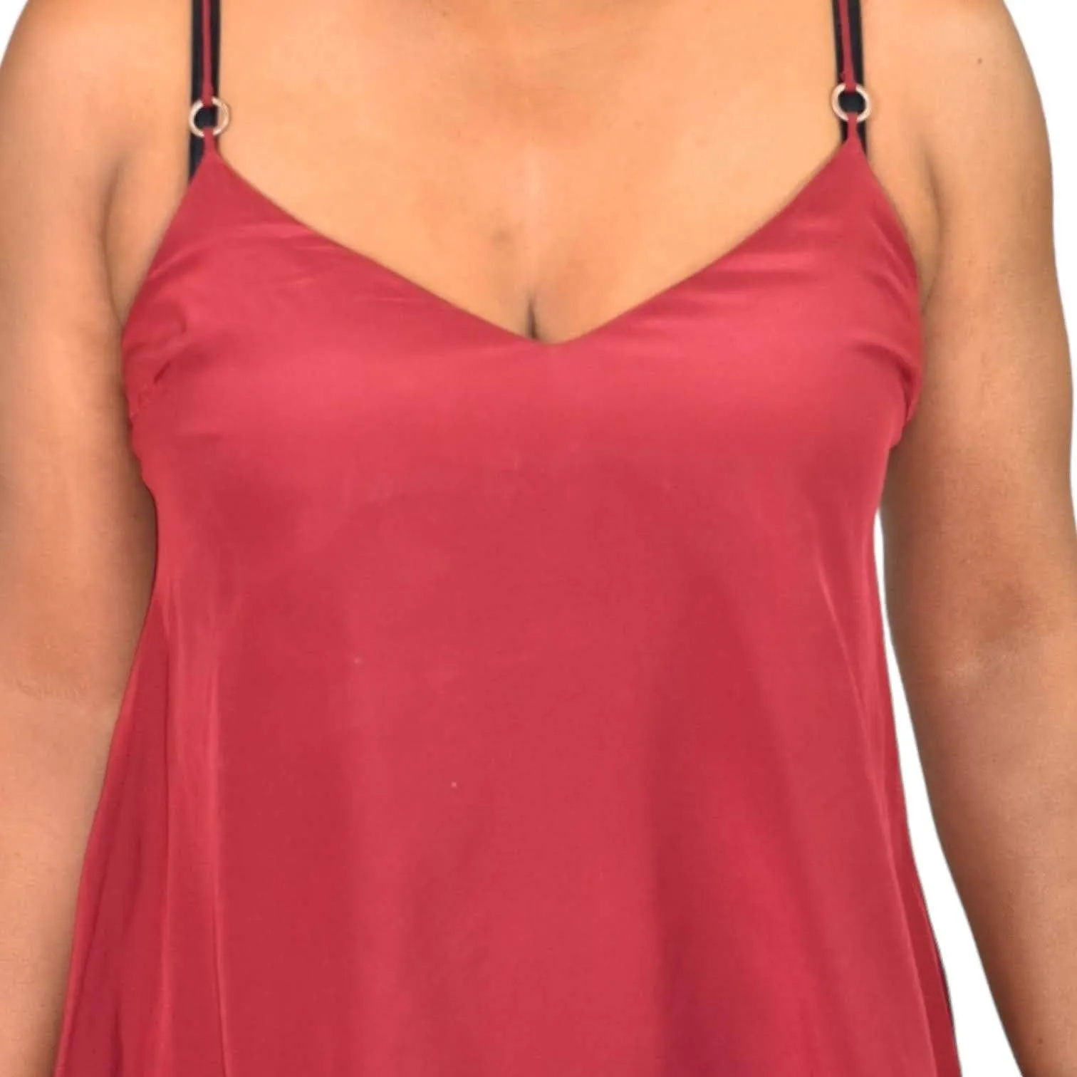 Cinq a Sept Wren Silk Tank Red Camisole Top Deep V Spaghetti Straps Size Small