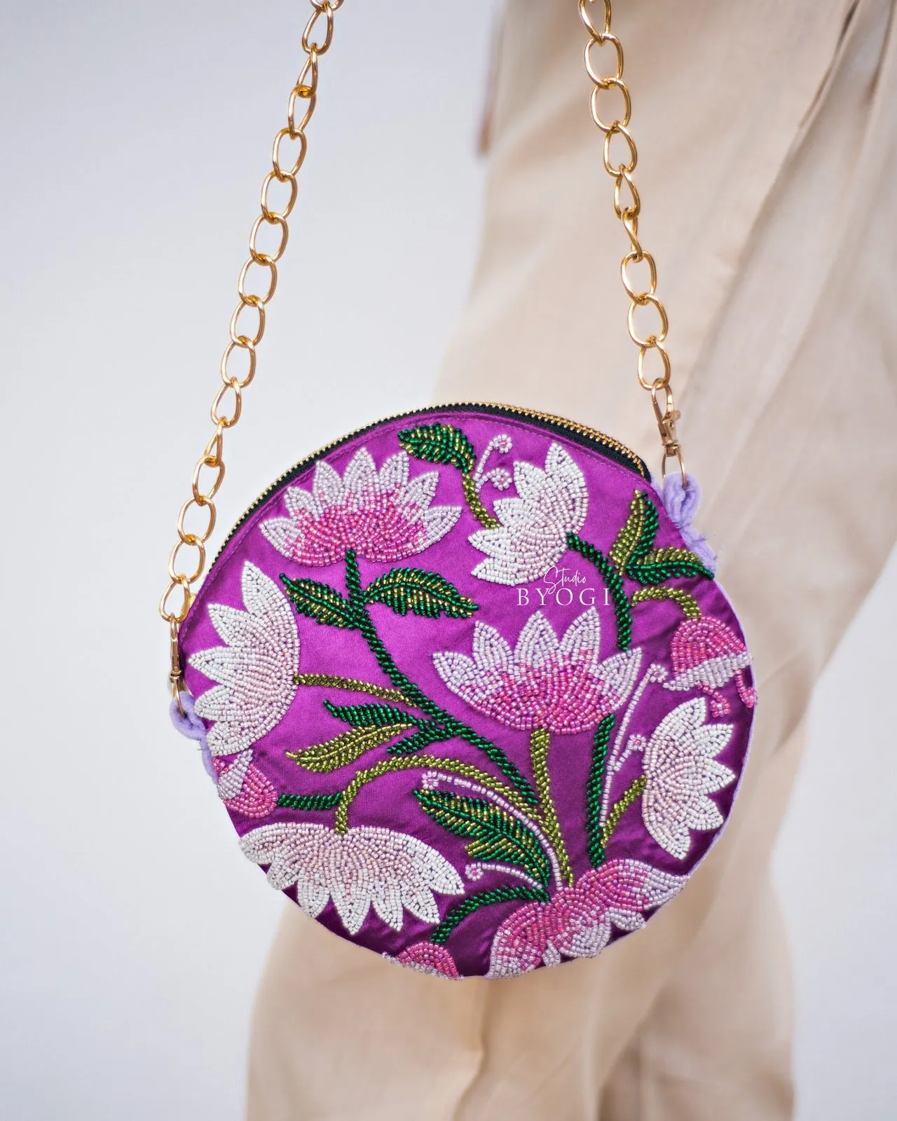 Circular Beadwork Sling Bag