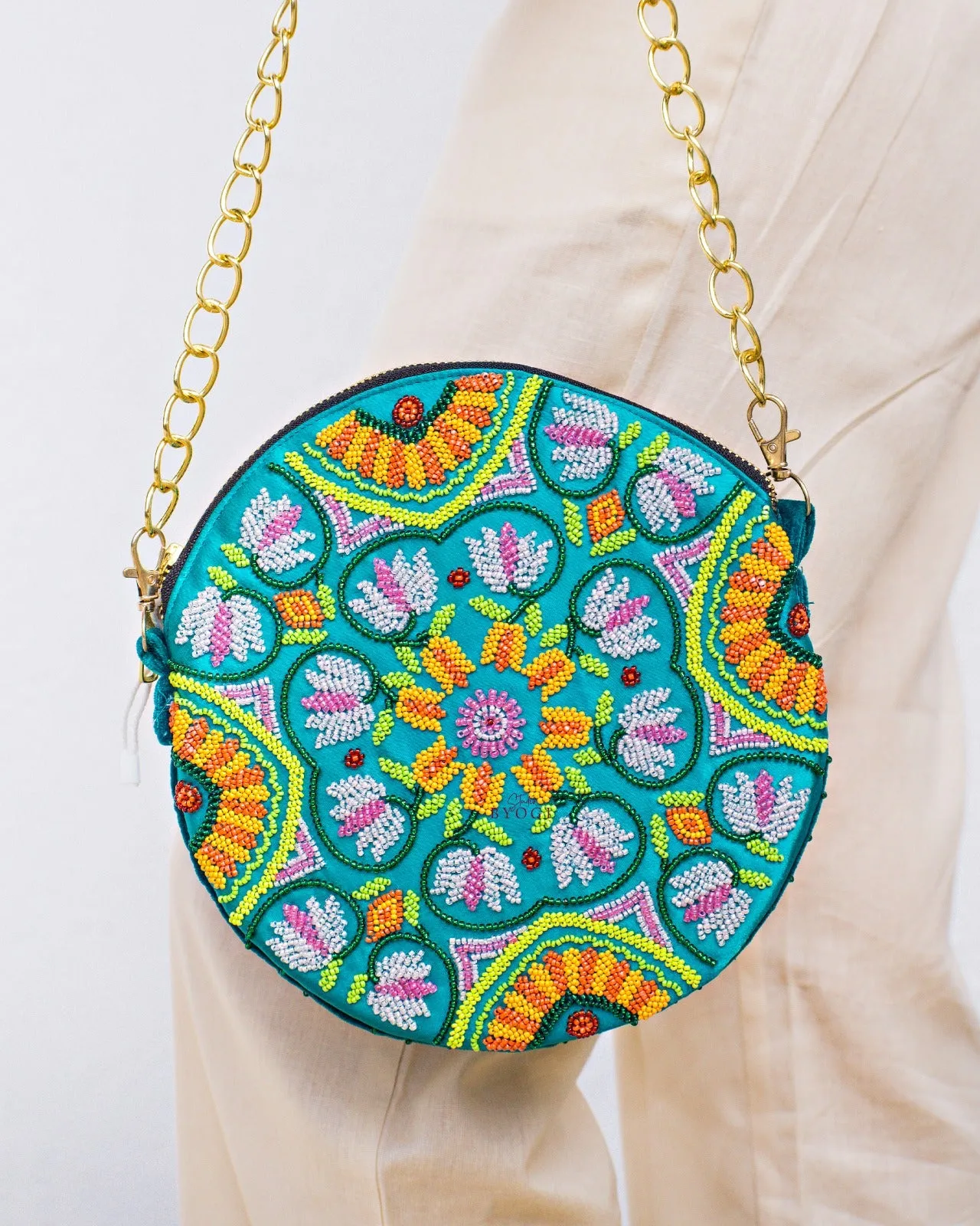 Circular Beadwork Sling Bag