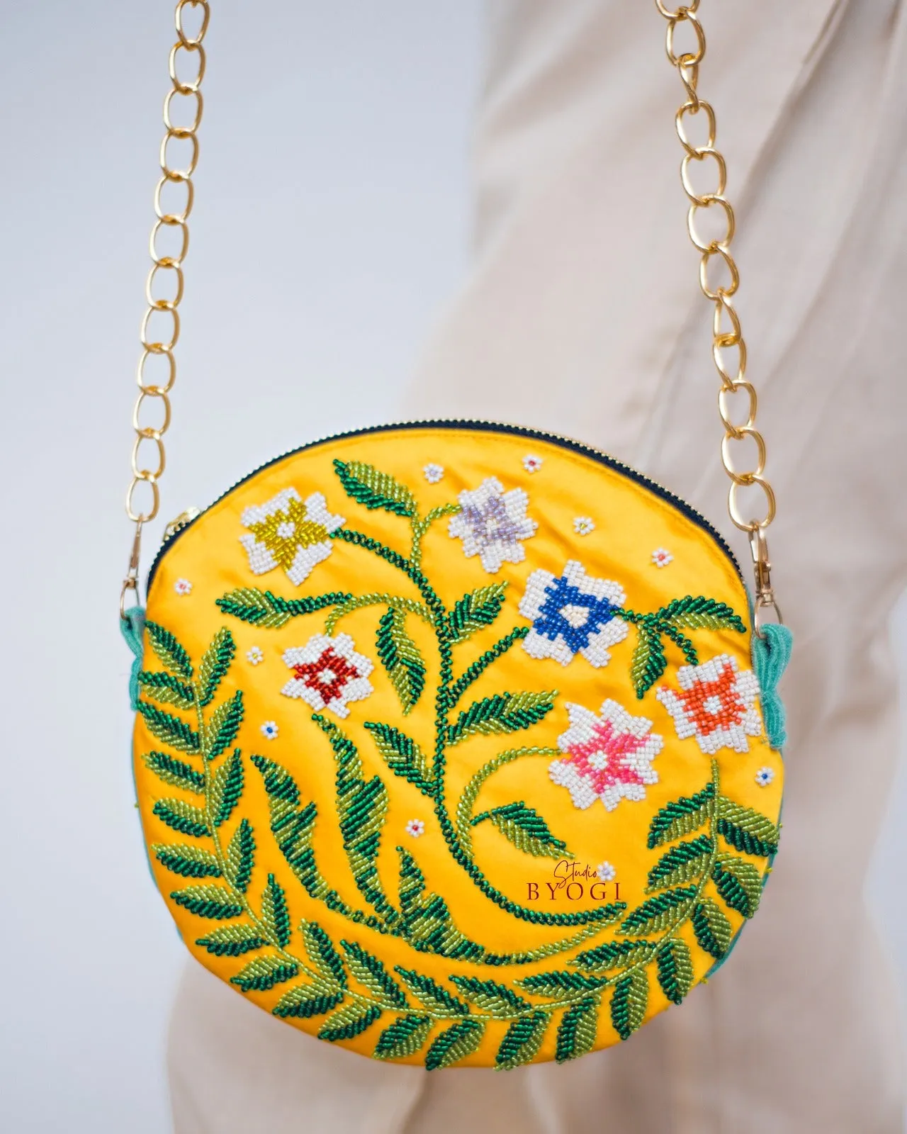 Circular Beadwork Sling Bag