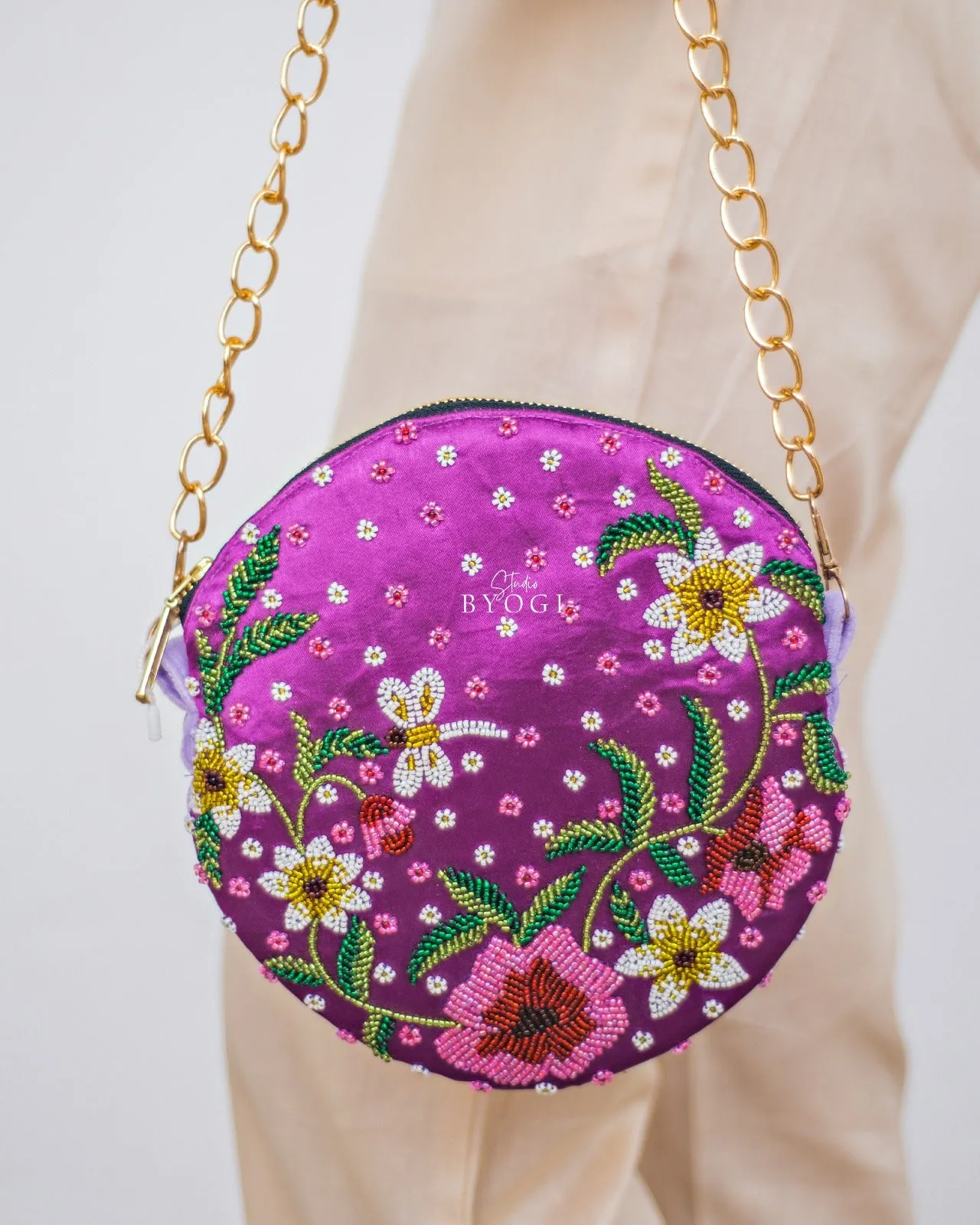 Circular Beadwork Sling Bag