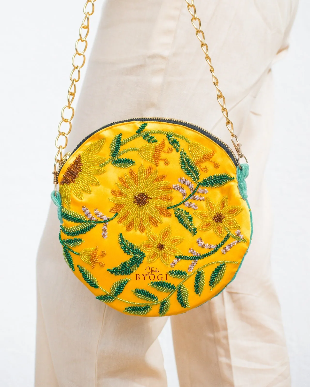 Circular Beadwork Sling Bag