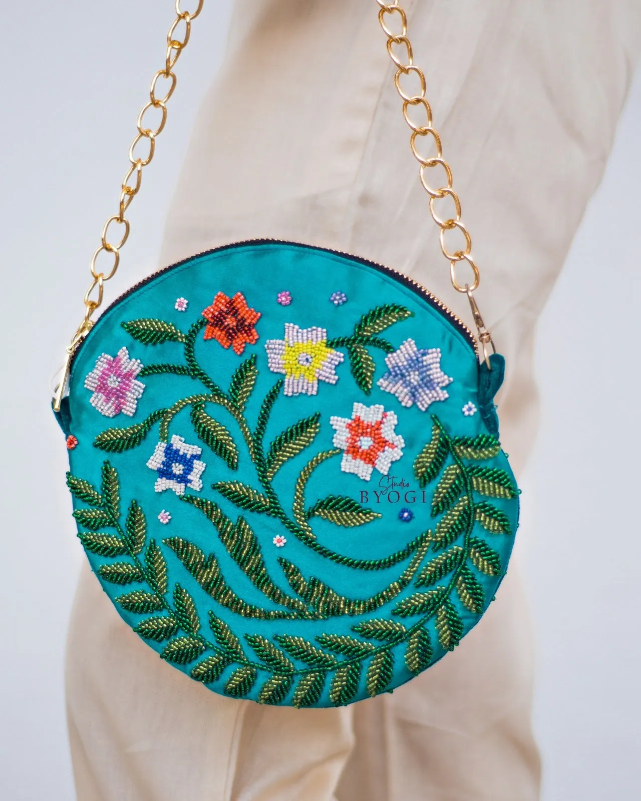 Circular Beadwork Sling Bag