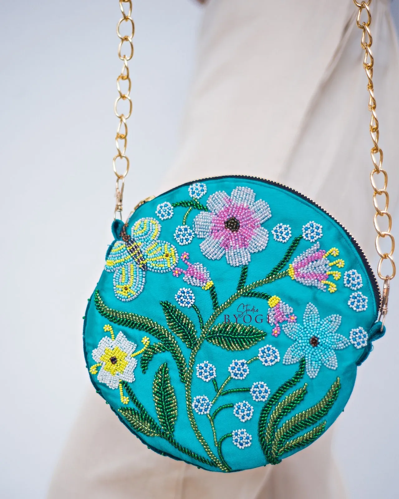 Circular Beadwork Sling Bag