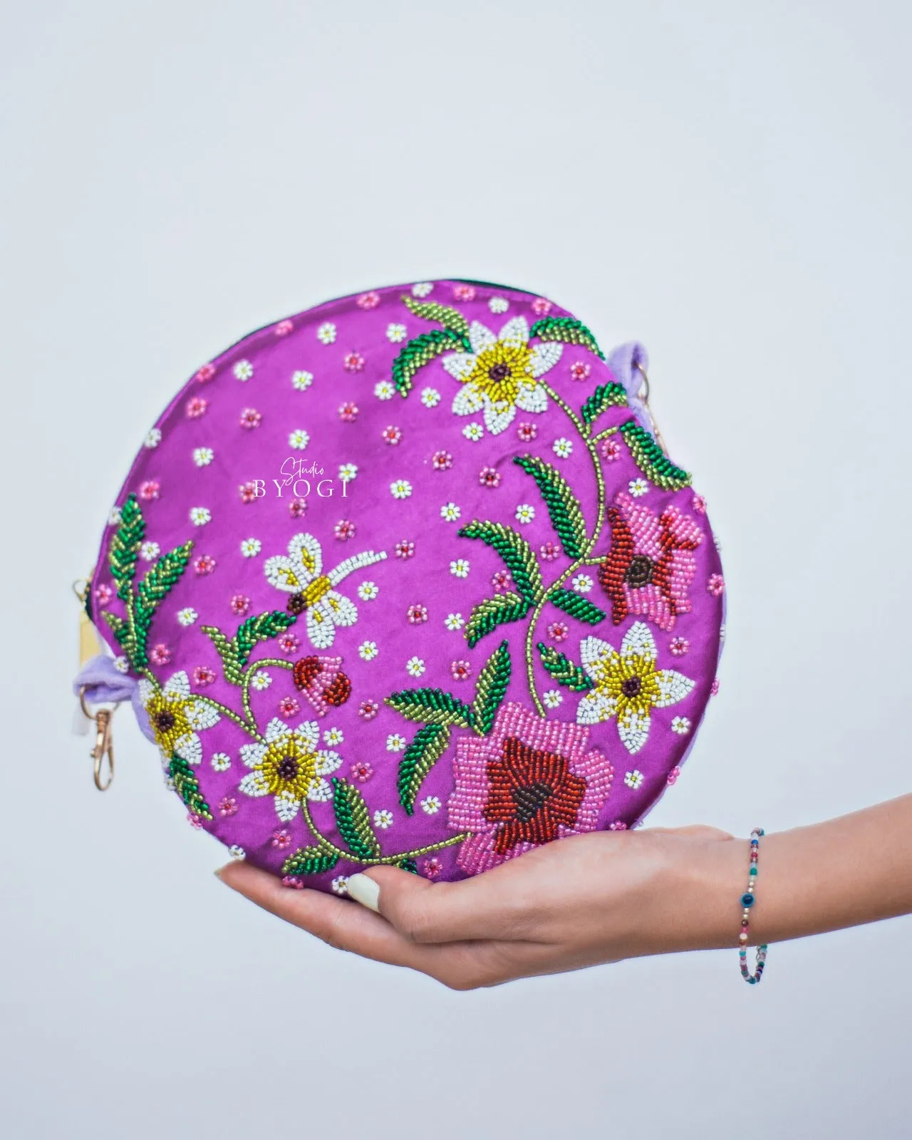 Circular Beadwork Sling Bag