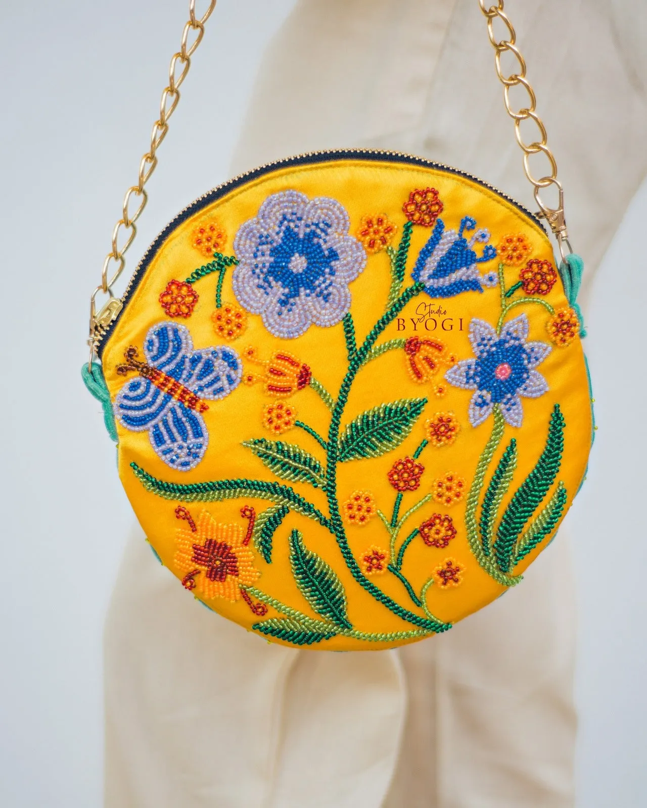 Circular Beadwork Sling Bag