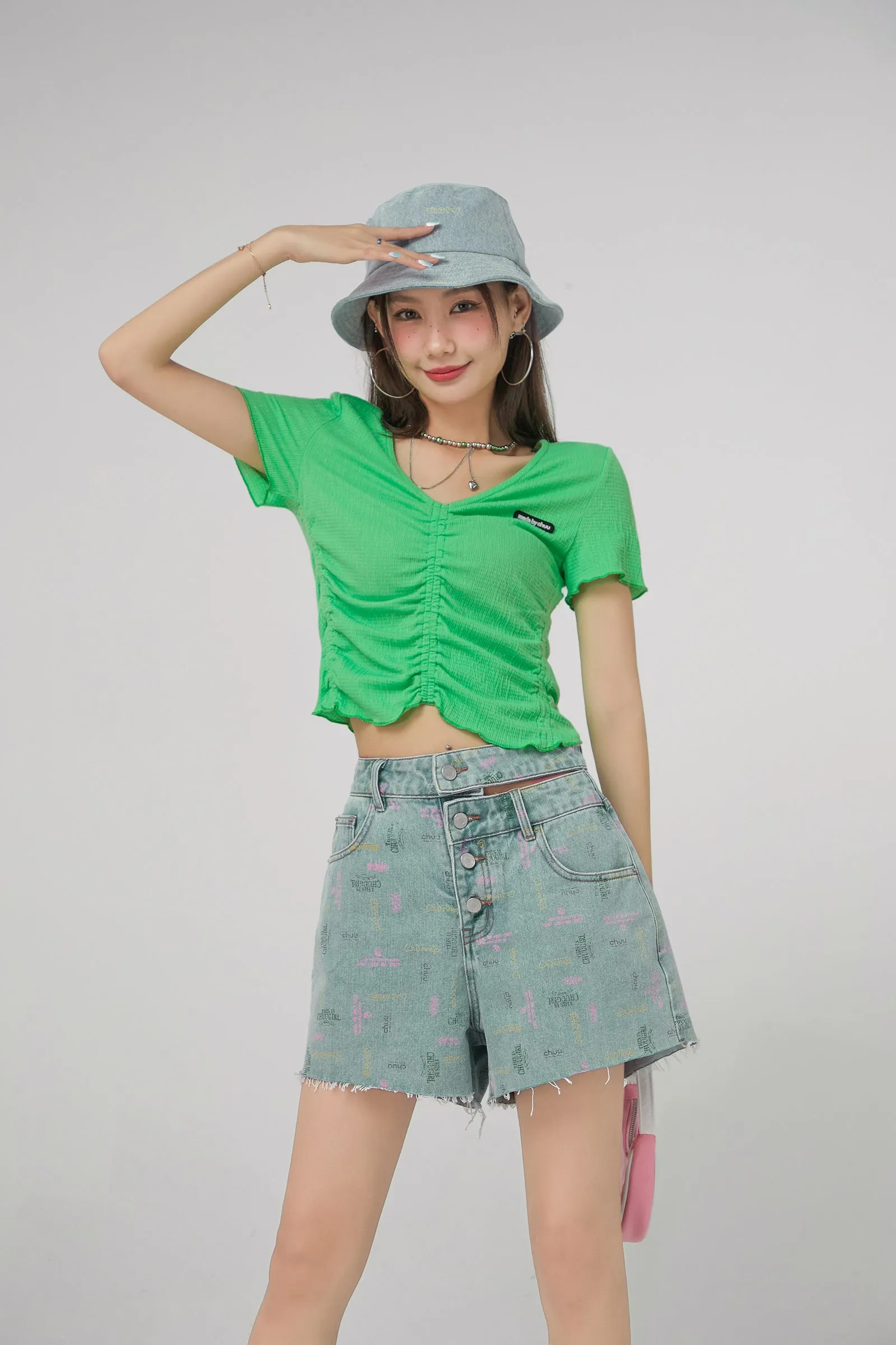 Colorful Chuu Denim Bucket Hat