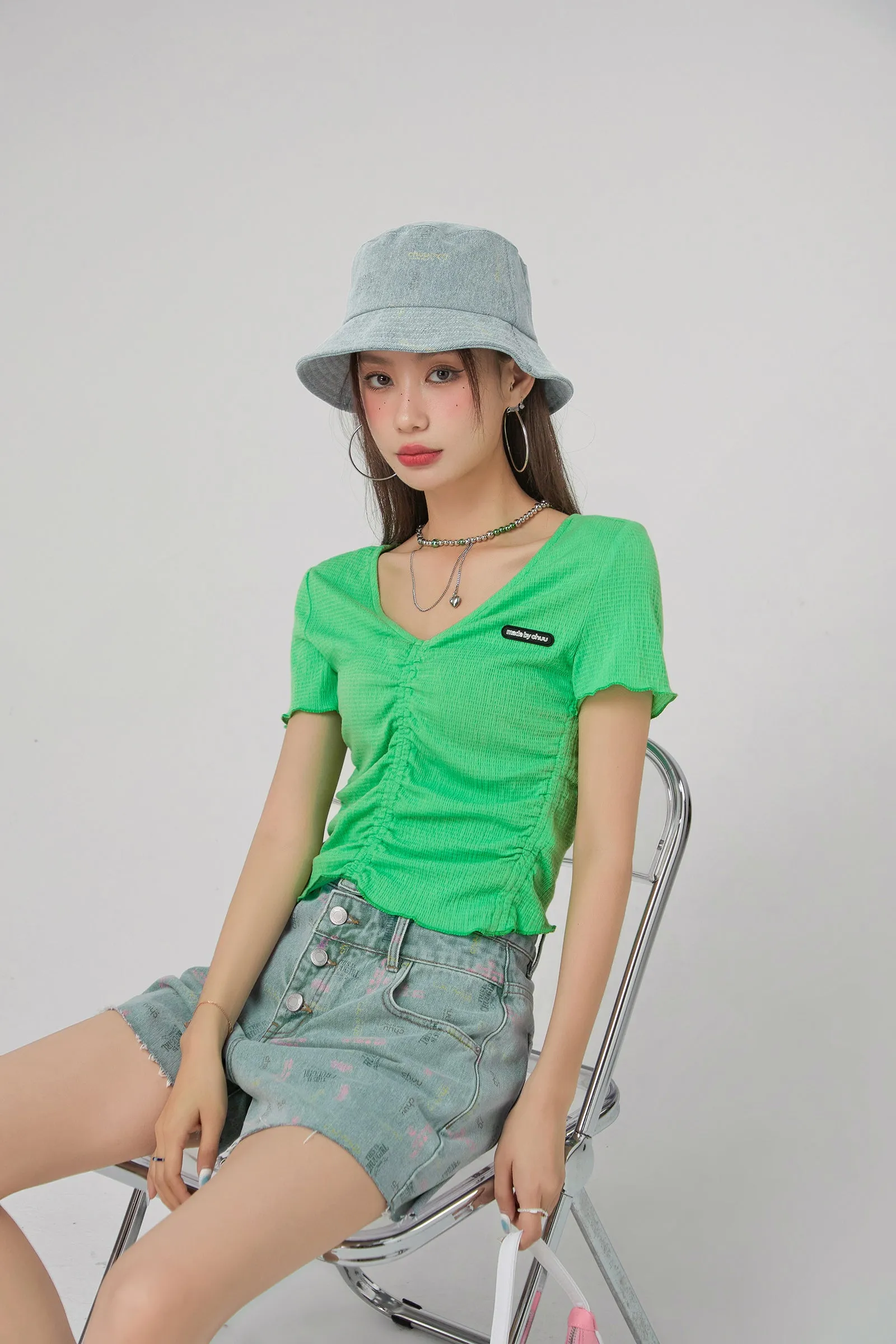 Colorful Chuu Denim Bucket Hat