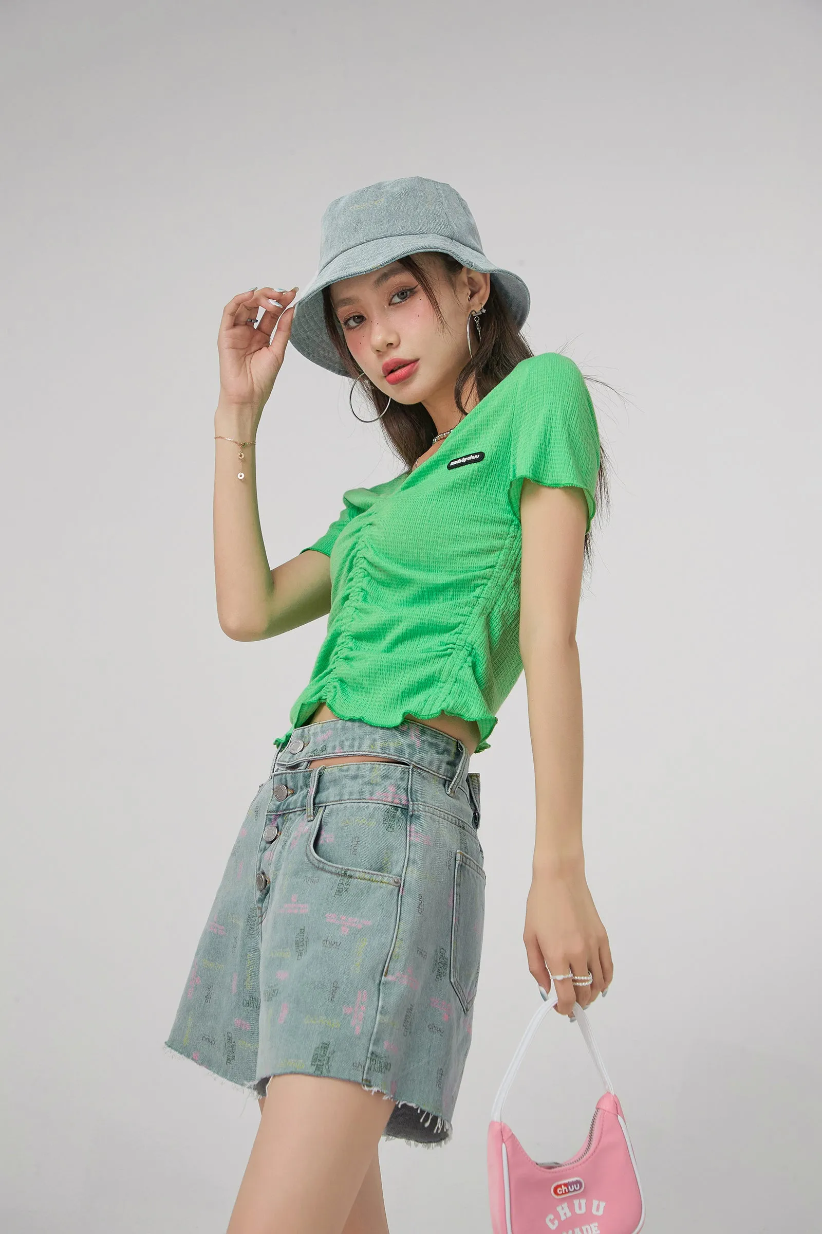 Colorful Chuu Denim Bucket Hat