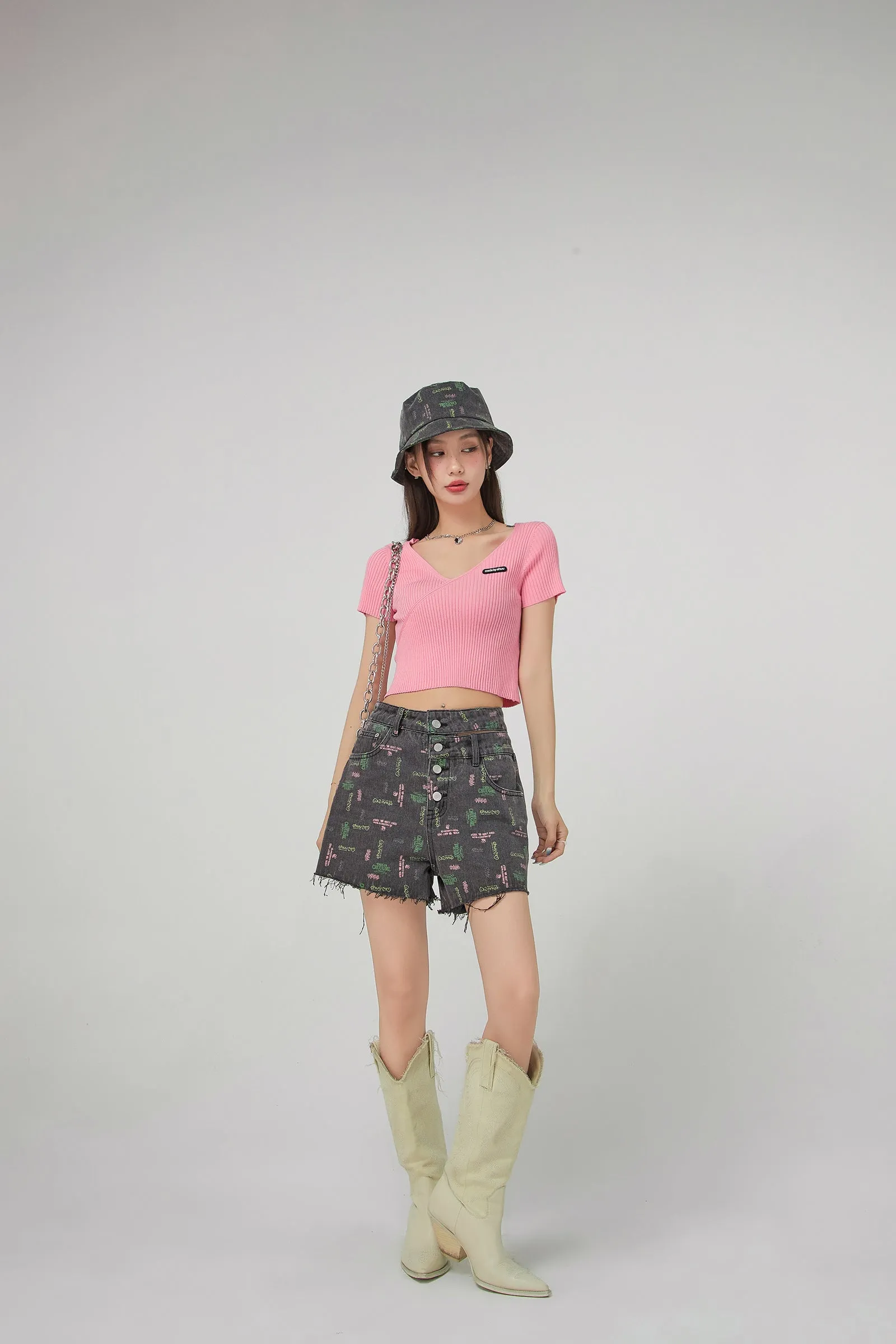 Colorful Chuu Denim Bucket Hat