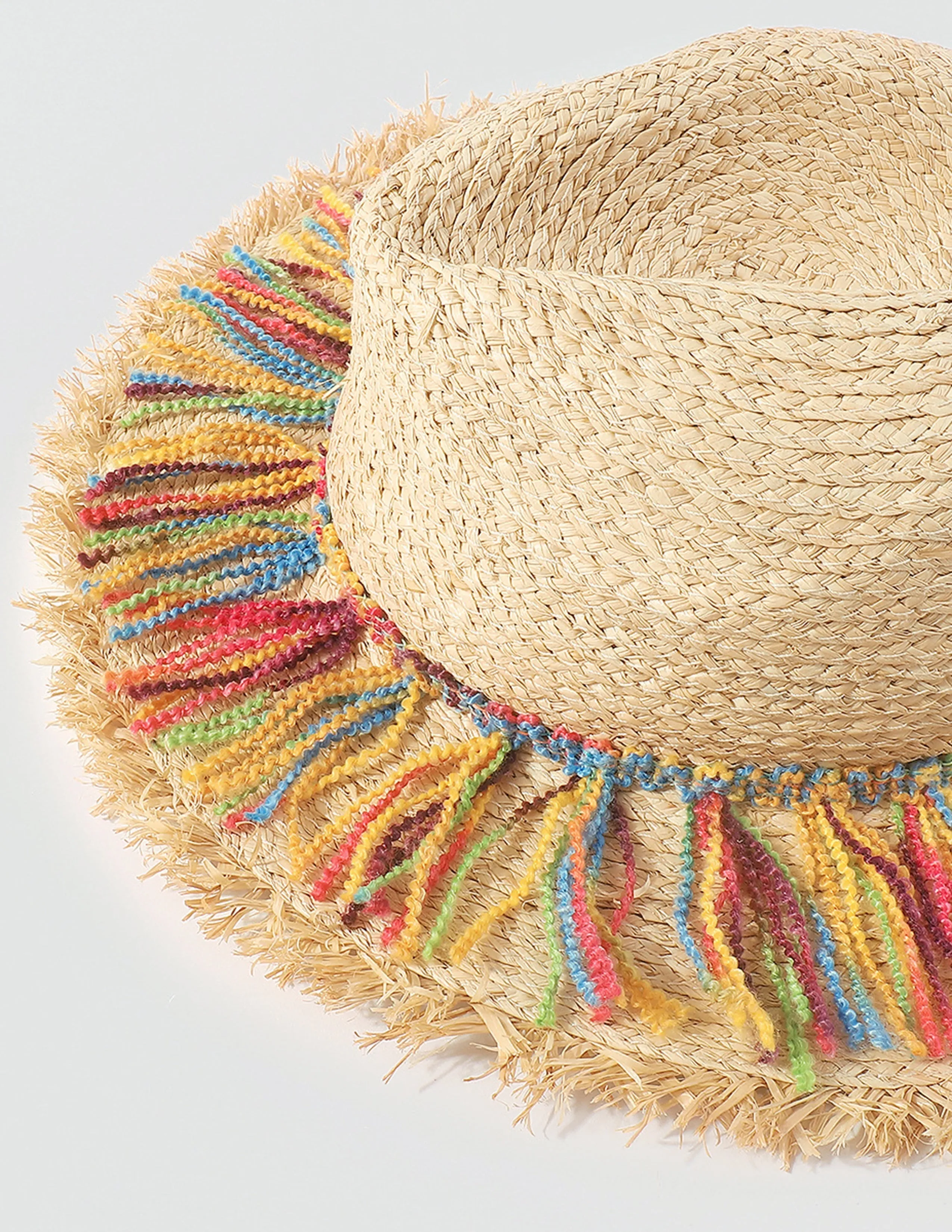 Colorful Cotton Rope Tassel Straw Hat