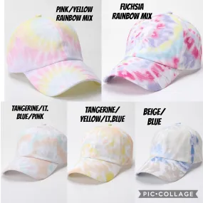 Colorful Tie Dye Baseball Cap Hat - Assorted Colors