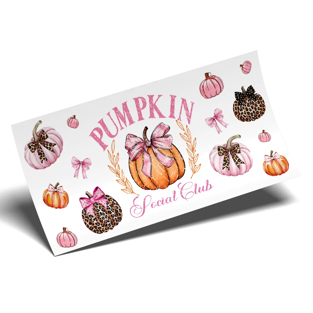 Cup Wrap Sticker  - UV DTF Pink pumpkin social club