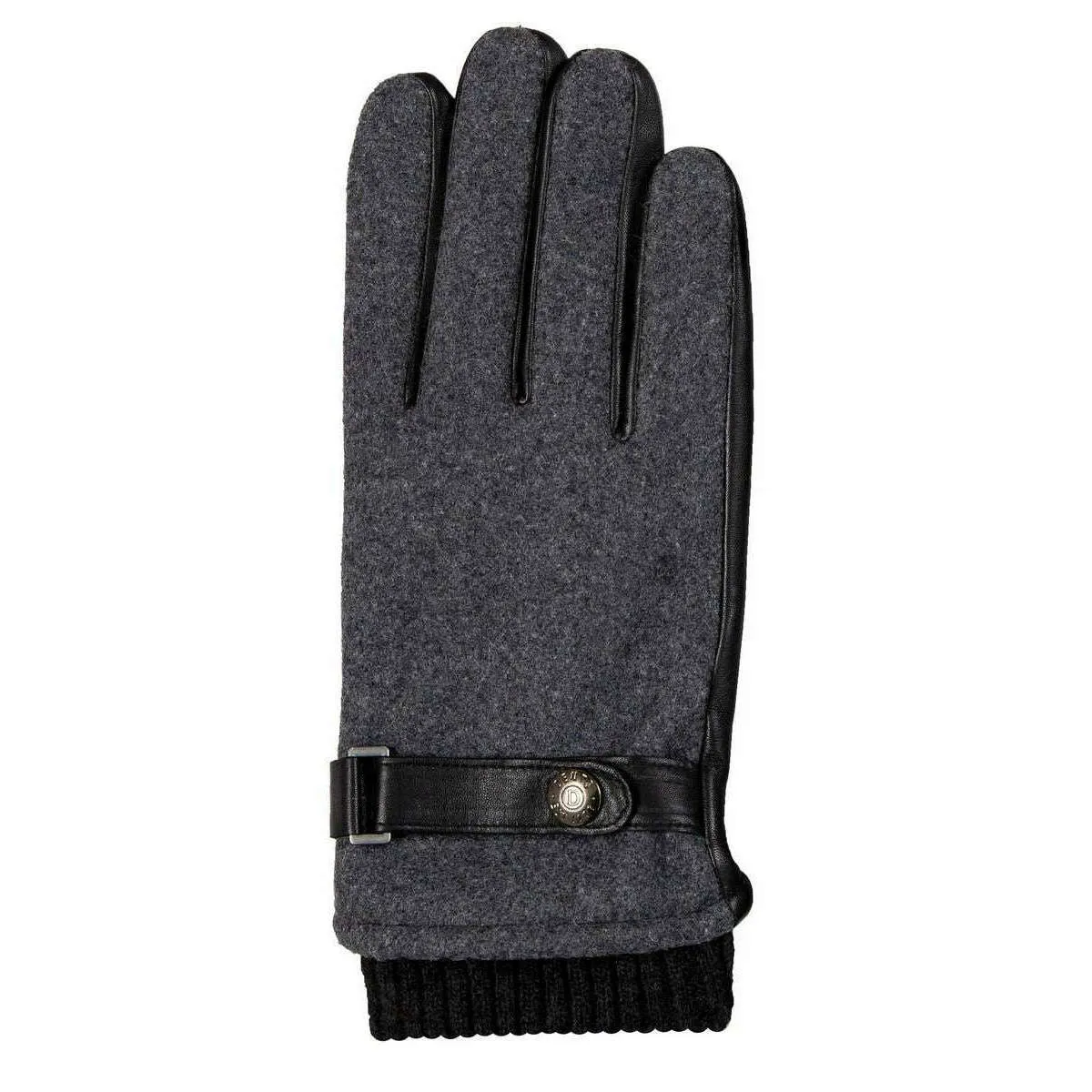 Dents Amesbury Touchscreen Flannel and Leather Gloves - Charcoal Grey/Black