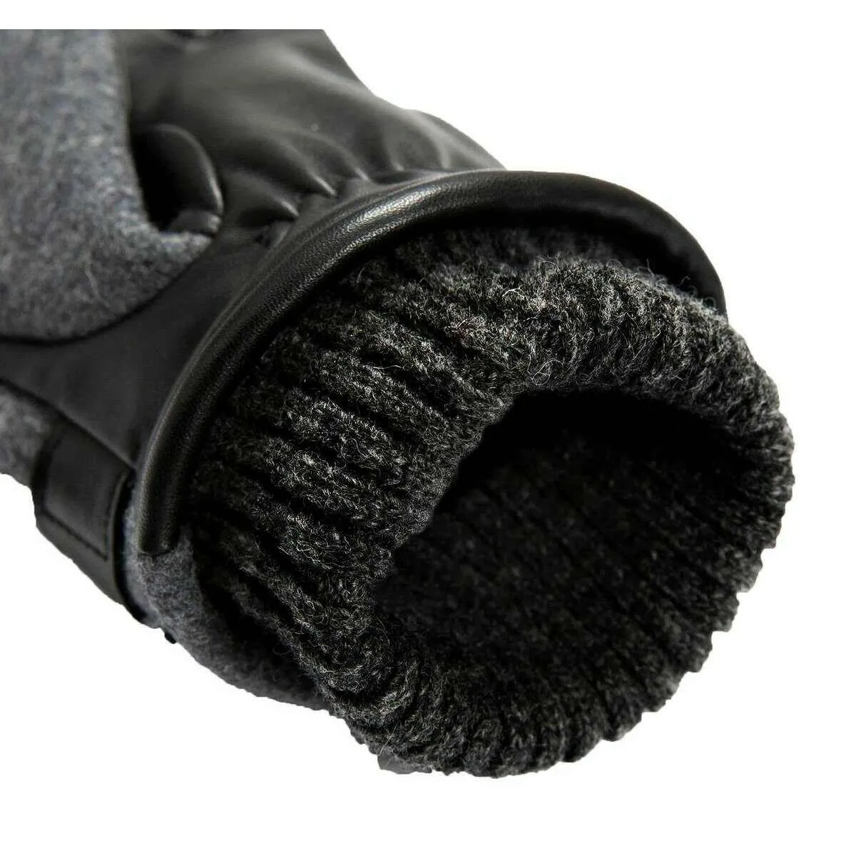 Dents Amesbury Touchscreen Flannel and Leather Gloves - Charcoal Grey/Black