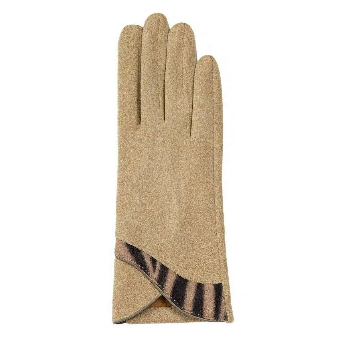 Dents Zebra Print Touchscreen Velour-Lined Gloves - Sand Beige