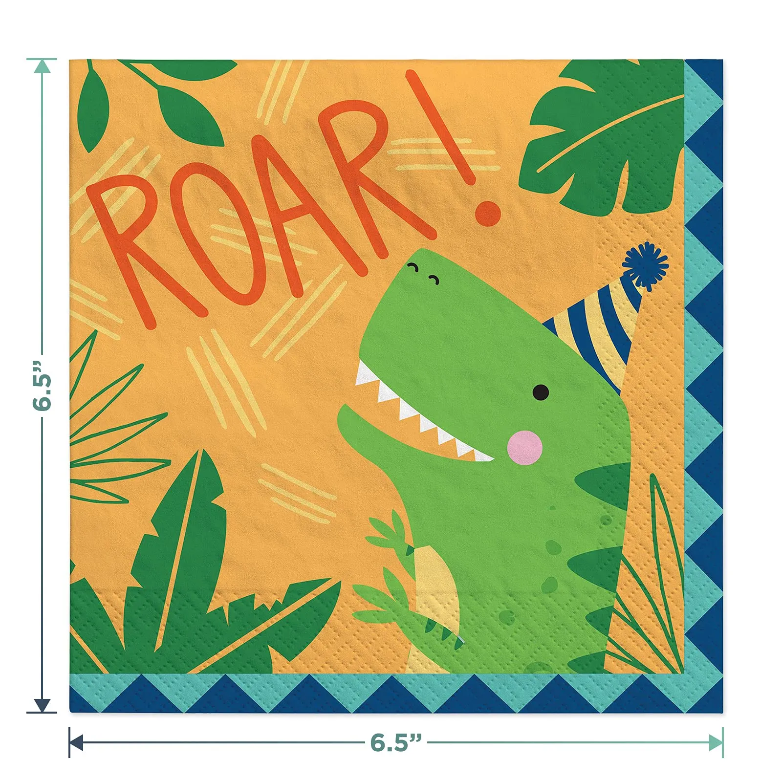 Dinosaur Dino-Mite Party Pack - Paper Dessert Plates, Napkins, Table Cover, and Hanging Cutouts Set (Serves 16)