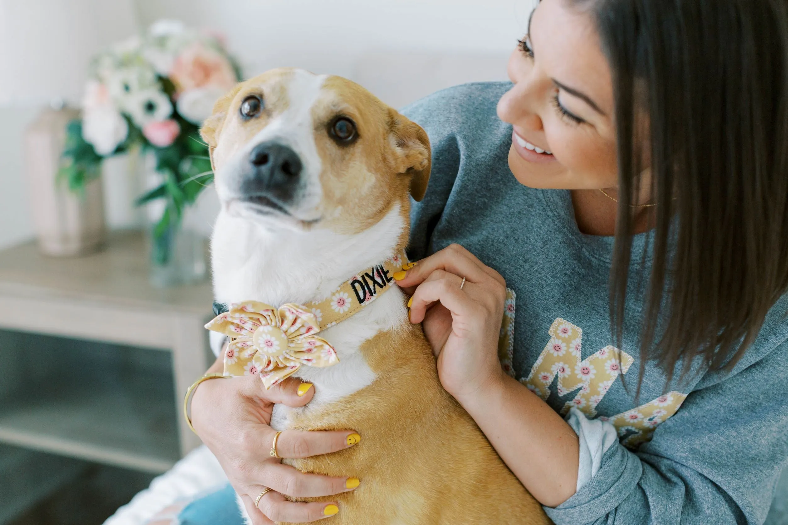 Dog Collar Flower | Smiley Daisy Dog Collar Flower | Duke & Fox®