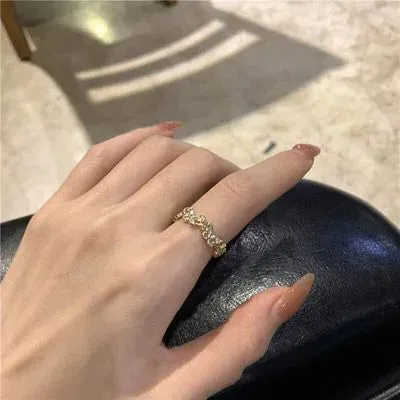 Fashion Silver Color Minimalist Irregular Twined Finger Rings Creative Geometric Punk Opening Rings for Women Girls Jewelry