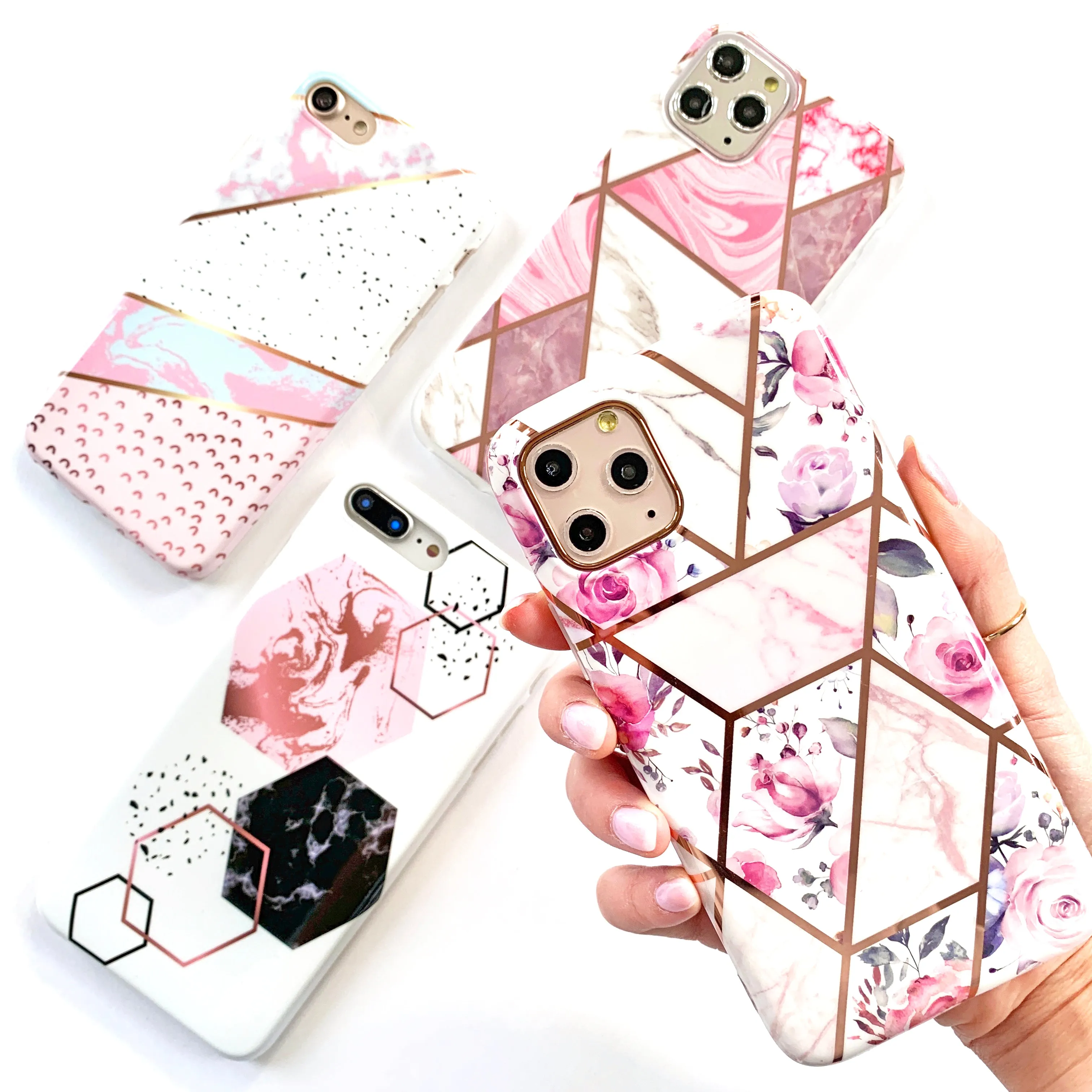 Floral Blooms Metallic Geo Phone Case