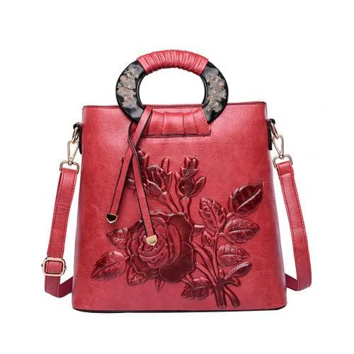 Floral Print Ring Handle Shoulder Bag