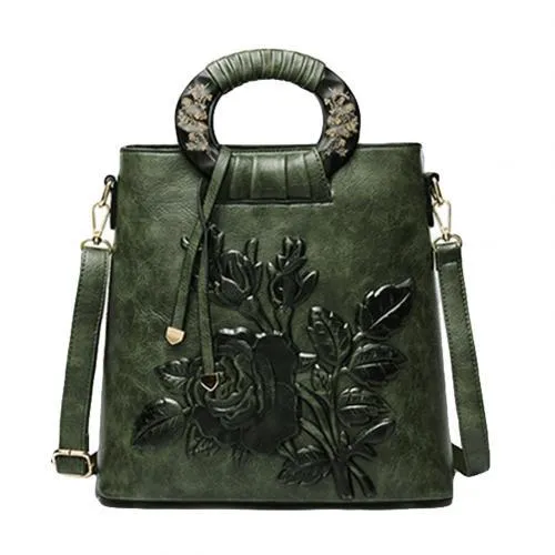 Floral Print Ring Handle Shoulder Bag