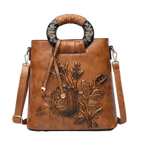 Floral Print Ring Handle Shoulder Bag