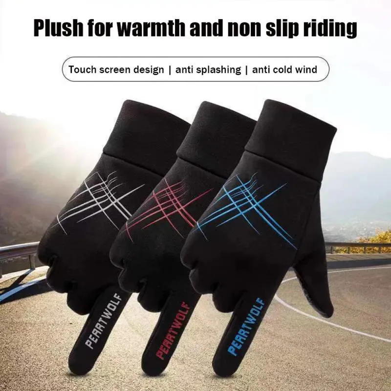 Full Finger Touchscreen Cycling Motocycle Gloves Waterproof Antislip Plush Thermal Ski Bicycle Camping Gloves for Men Women