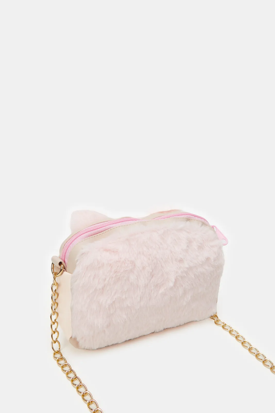 Girls Pink Character Faux Fur Cross Body Bag