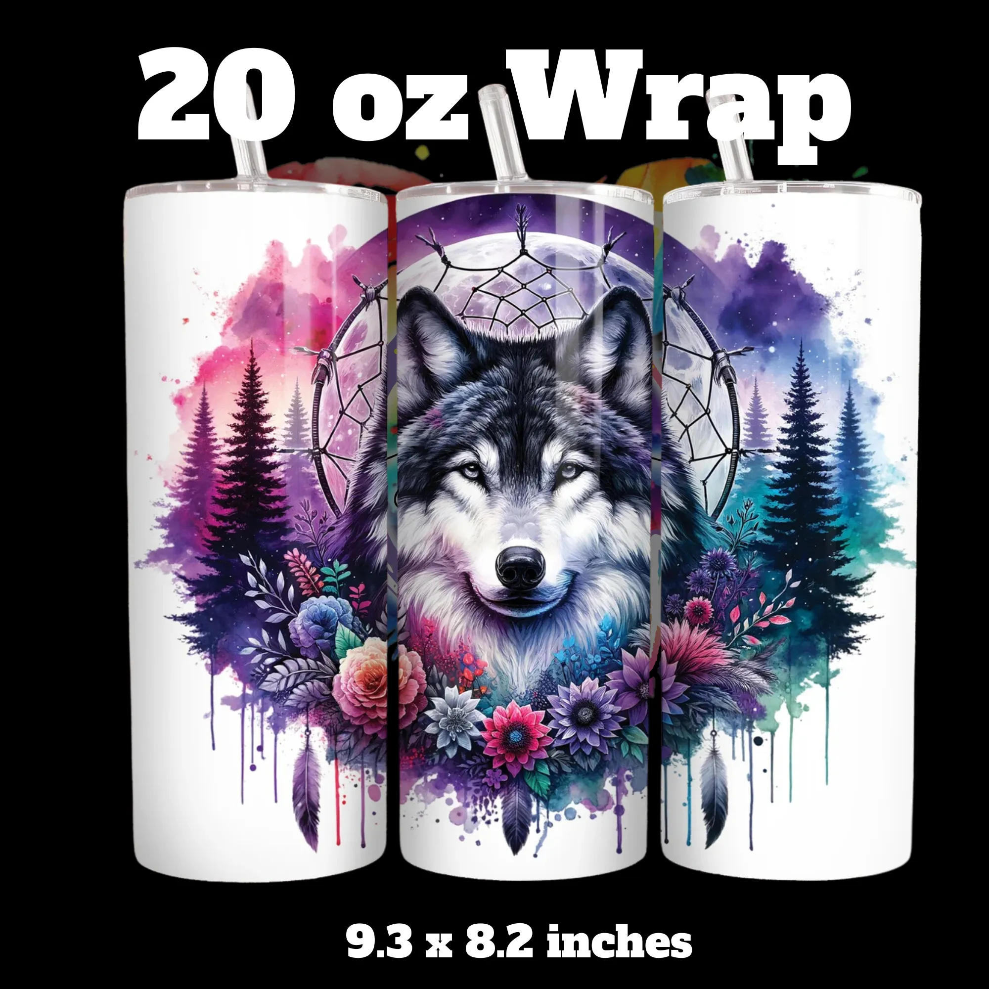 Grey Wolf 20 oz UV DTF Wrap