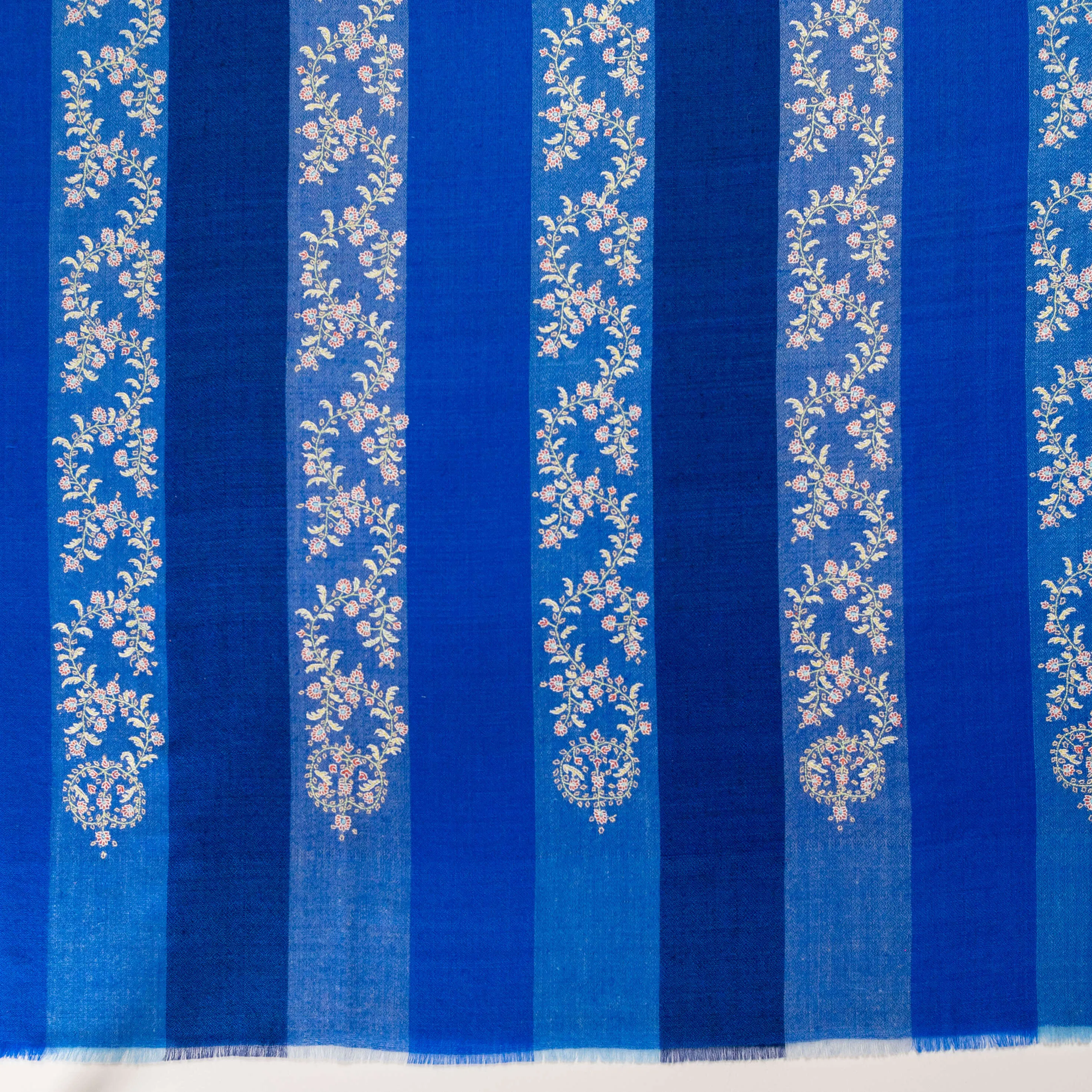 Hand Embroidered Pashmina Cashmere Shawl - Blue Heaven