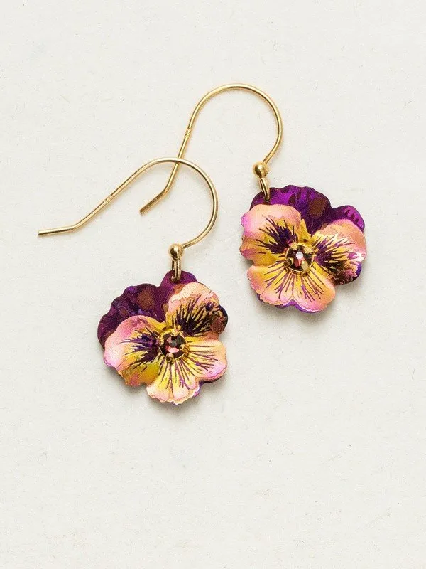 Holly Yashi Vintage Burgundy Garden Pansy Drop Earrings