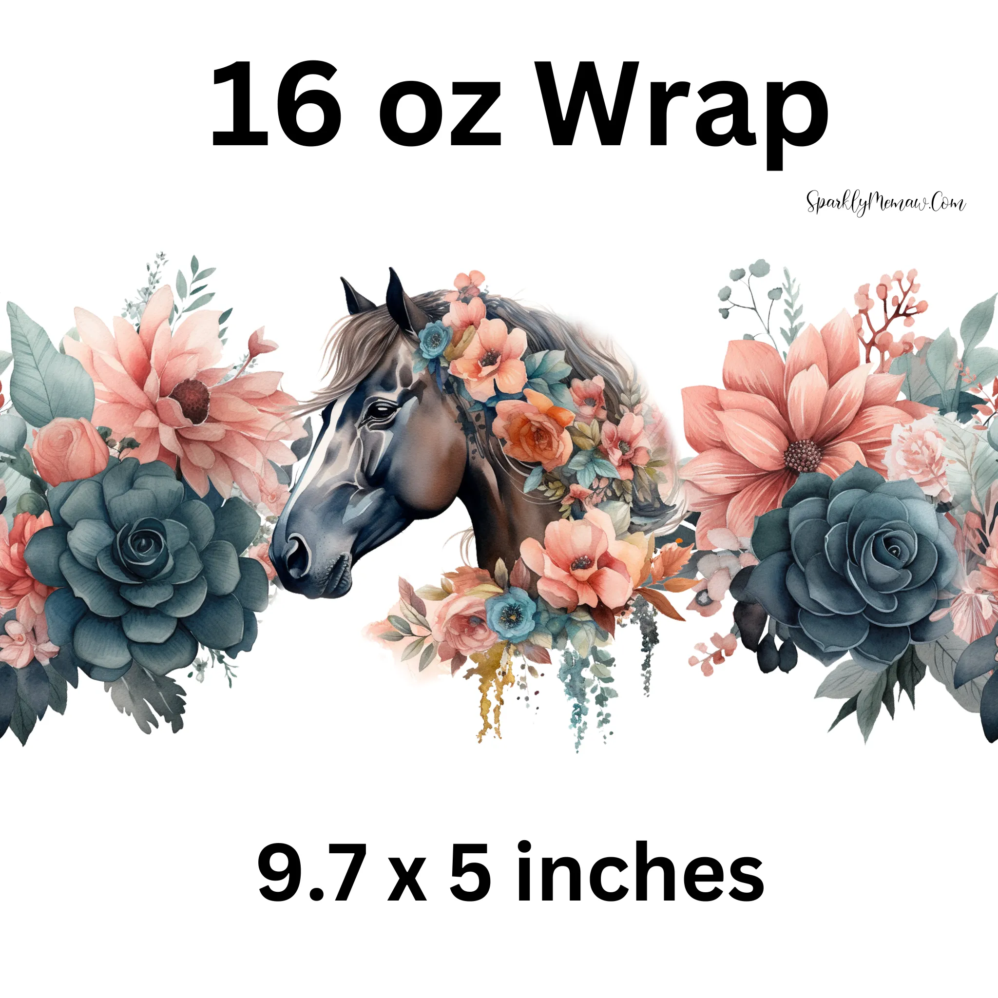 Horse and Flowers UV DTF 16 oz Wrap